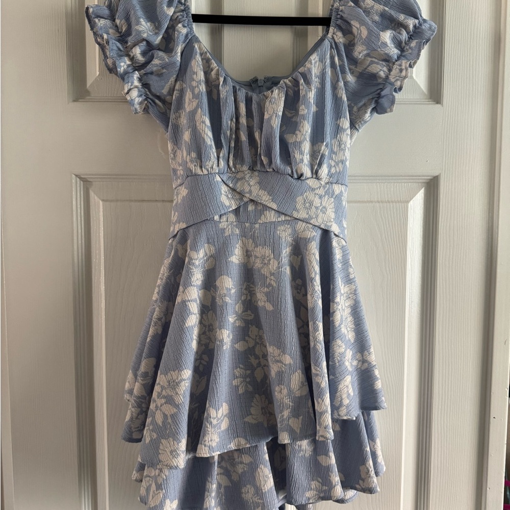 Altar'd State Blue and White Floral Mini Dress